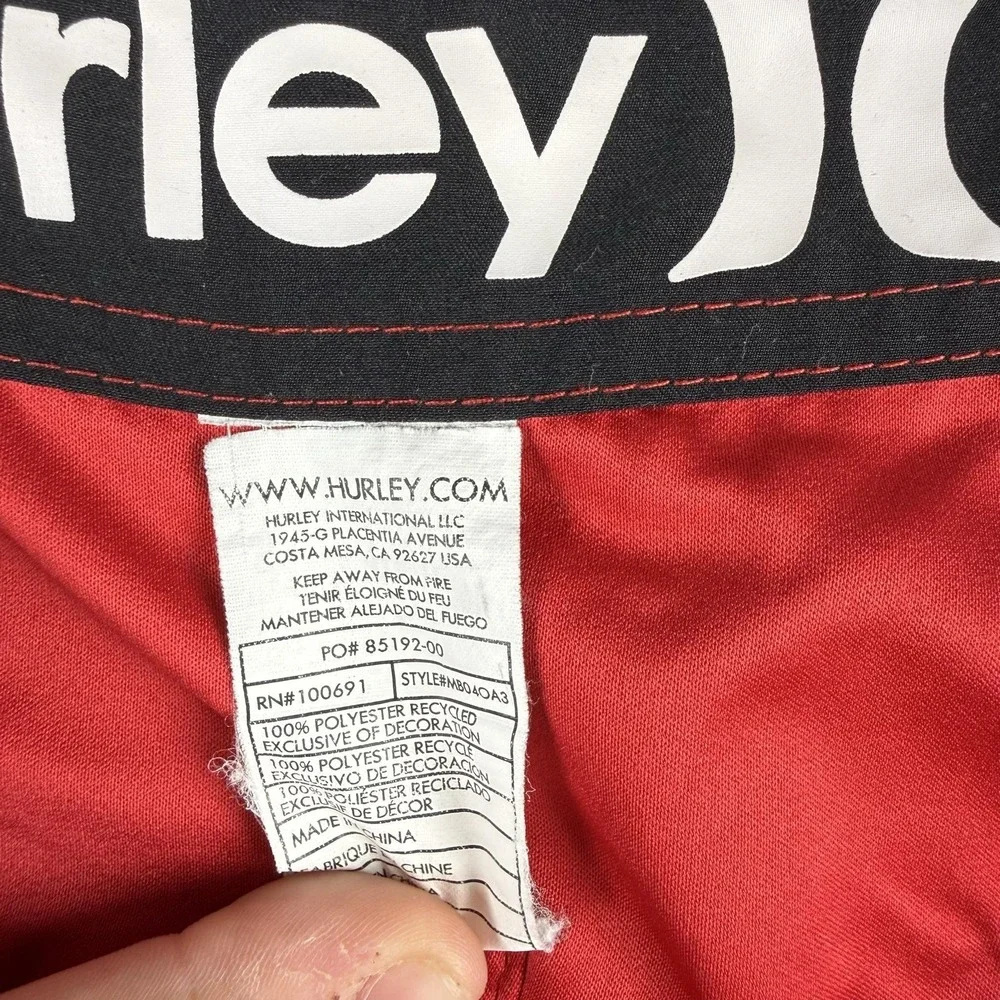 Hurley Swim Trunks Mens Medium Red Board Shorts‎ Drawstring Quick Dry Surf